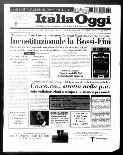 Italia oggi : quotidiano di economia finanza e politica